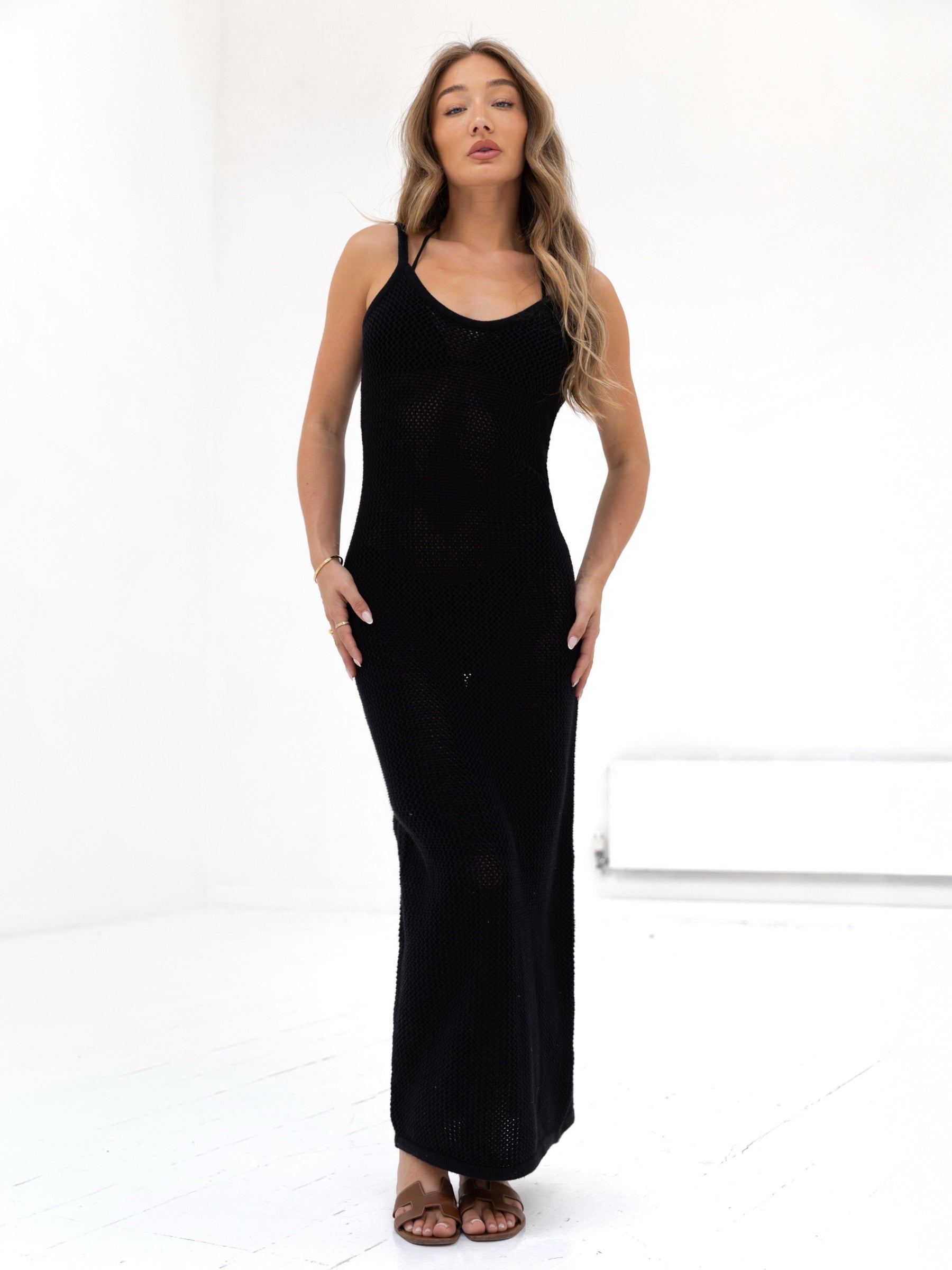 Crochet Maxi Dress - Black