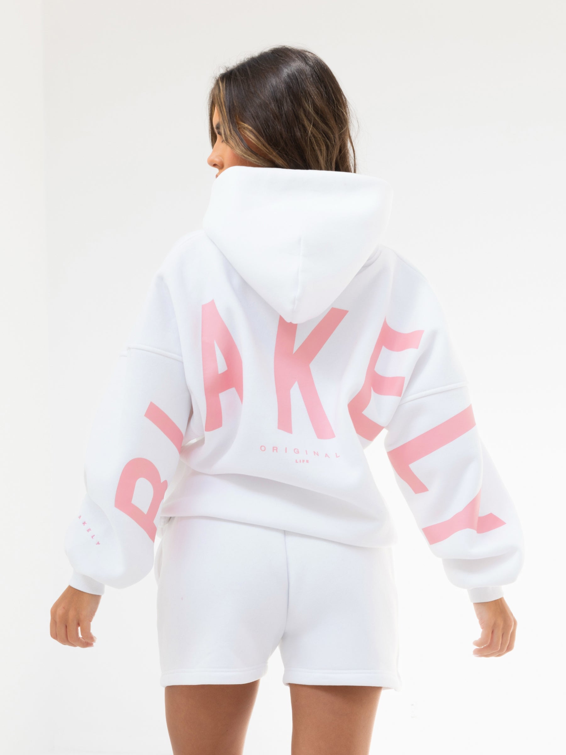 Isabel Oversized Hoodie - White & Pink