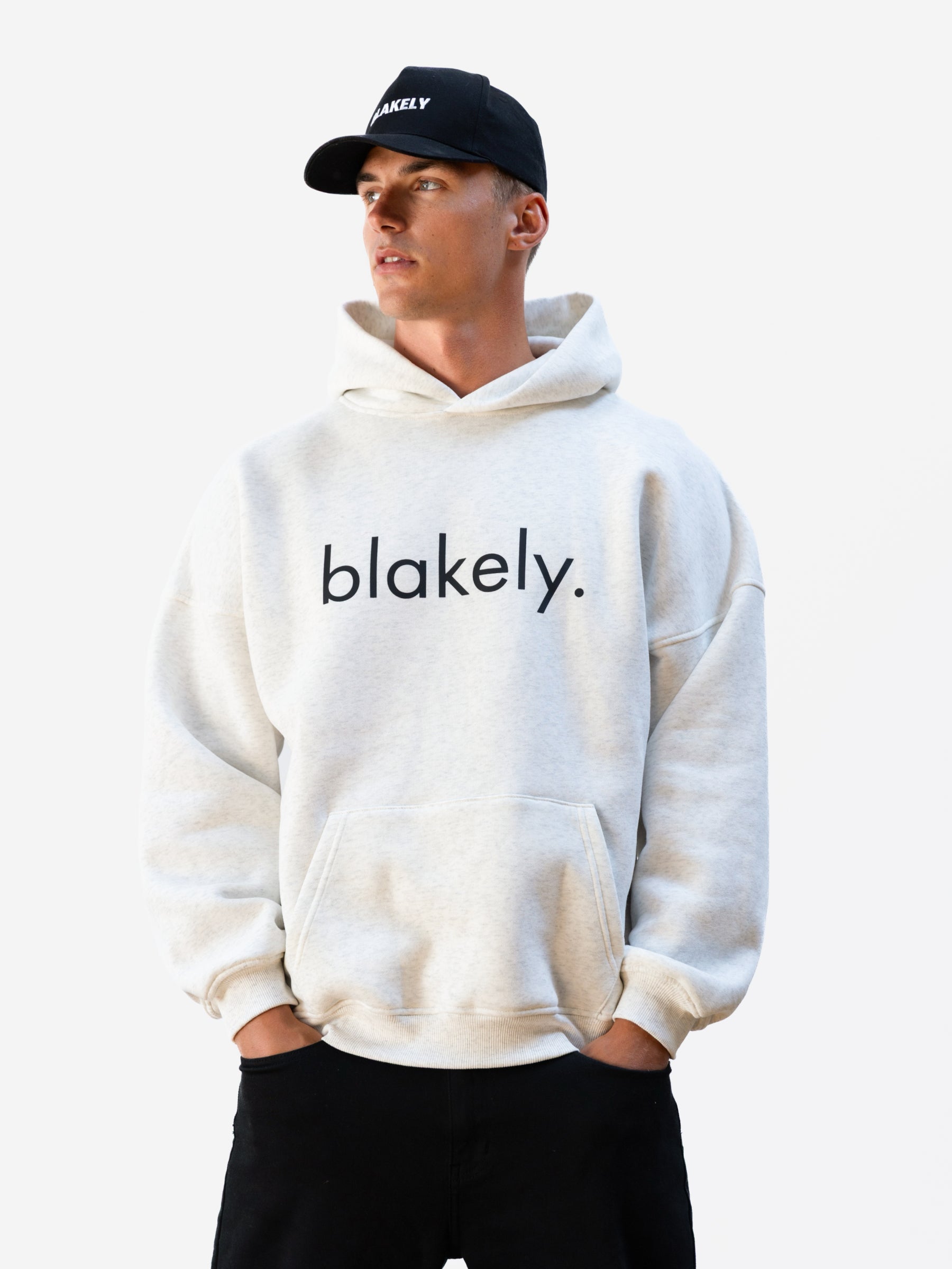 Logo Relaxed Hoodie - Marl White