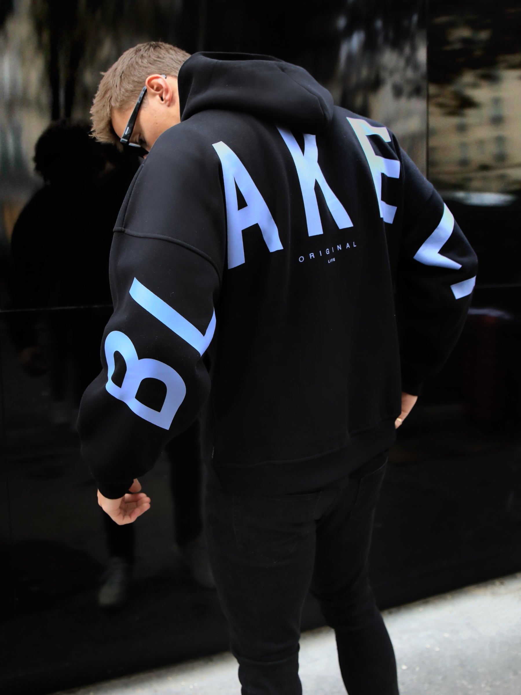 Members Idris Oversized Hoodie - Black & Blue