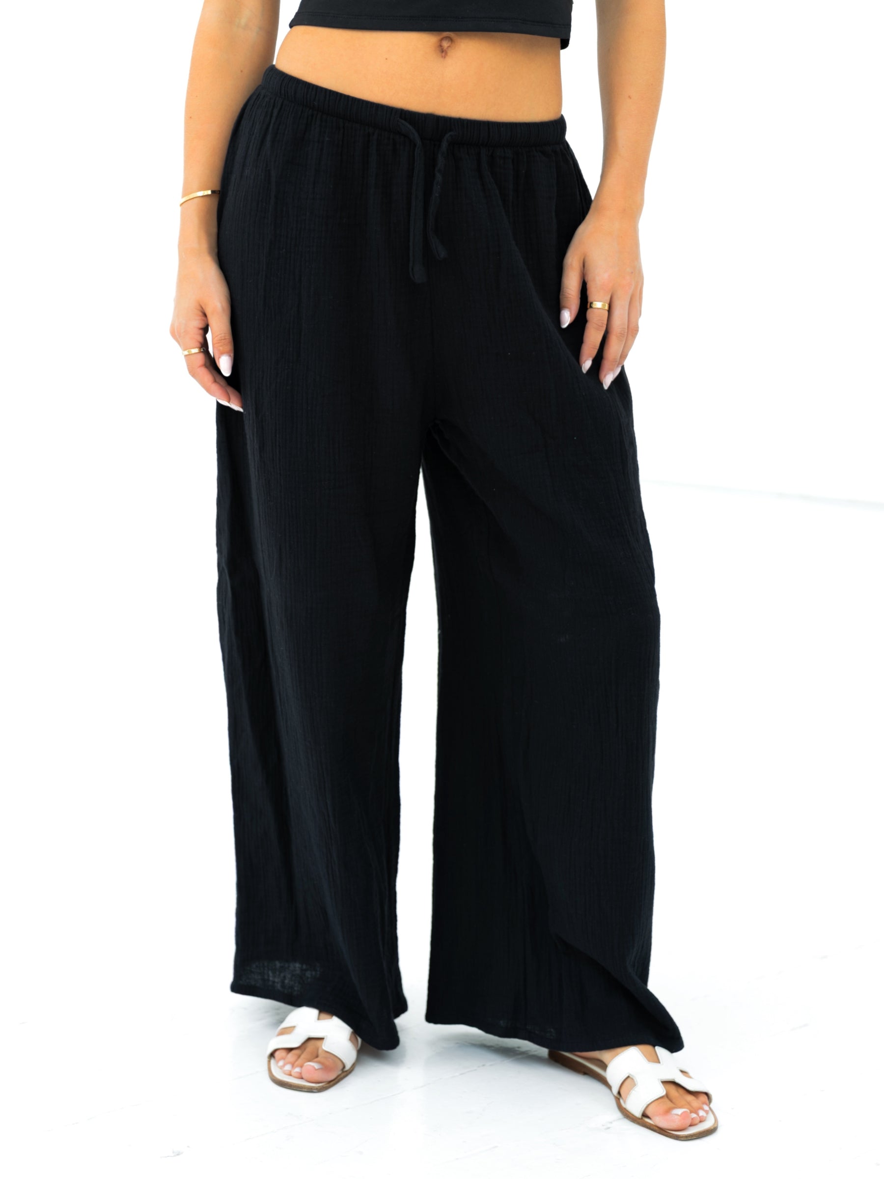 Mila Wide Leg Trousers - Black