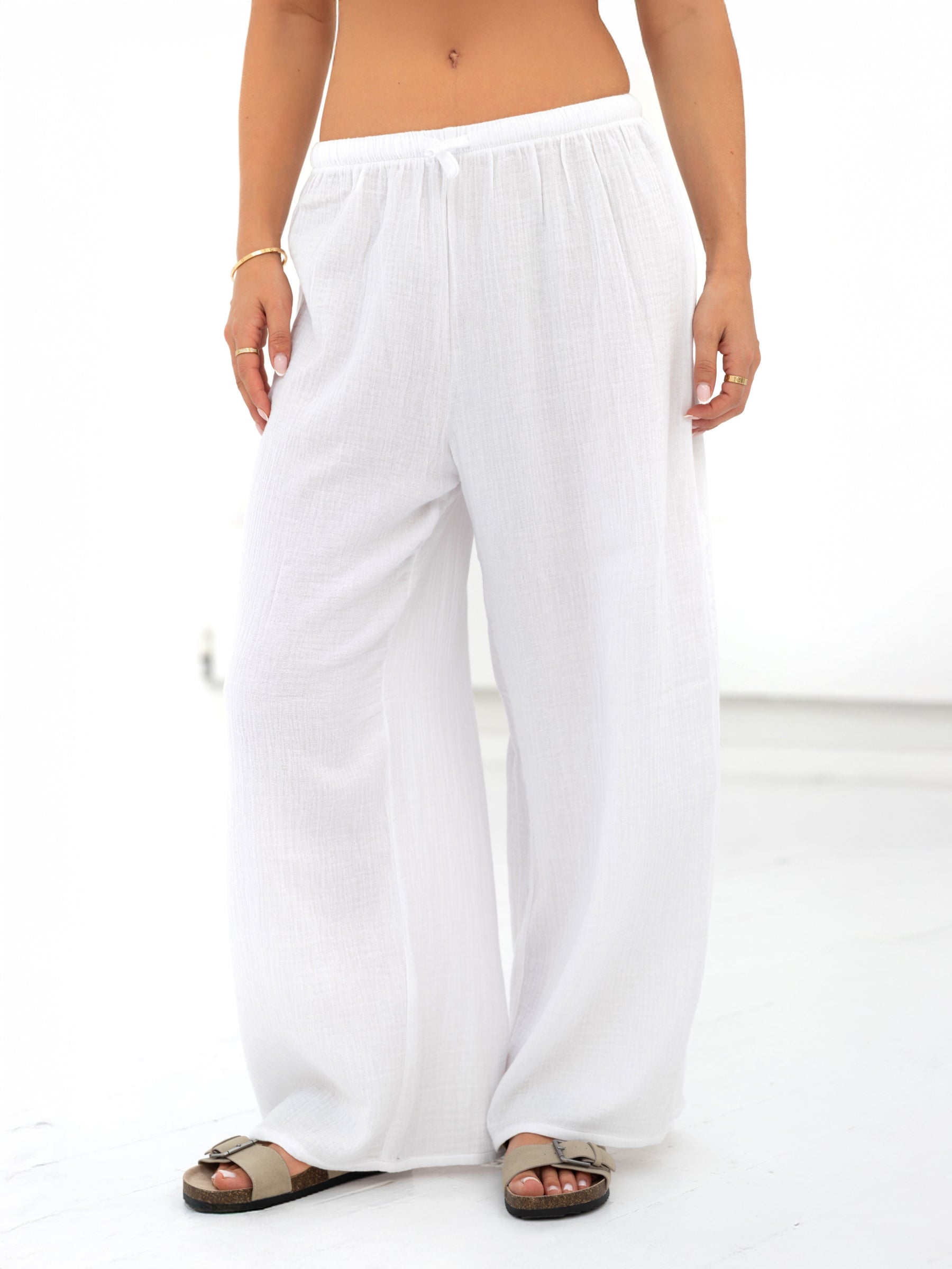 Mila Wide Leg Trousers - White