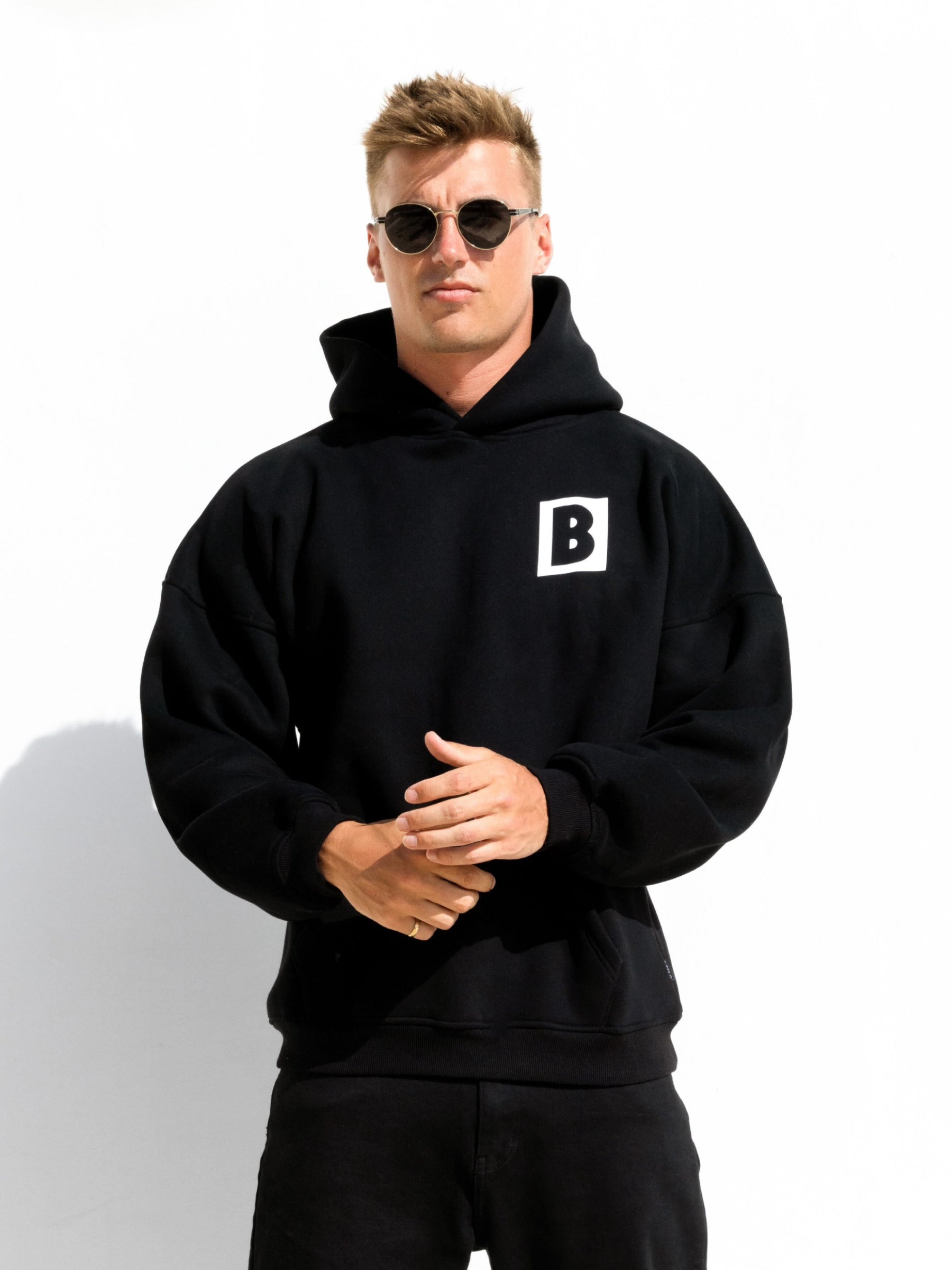 Offset Relaxed Hoodie - Black