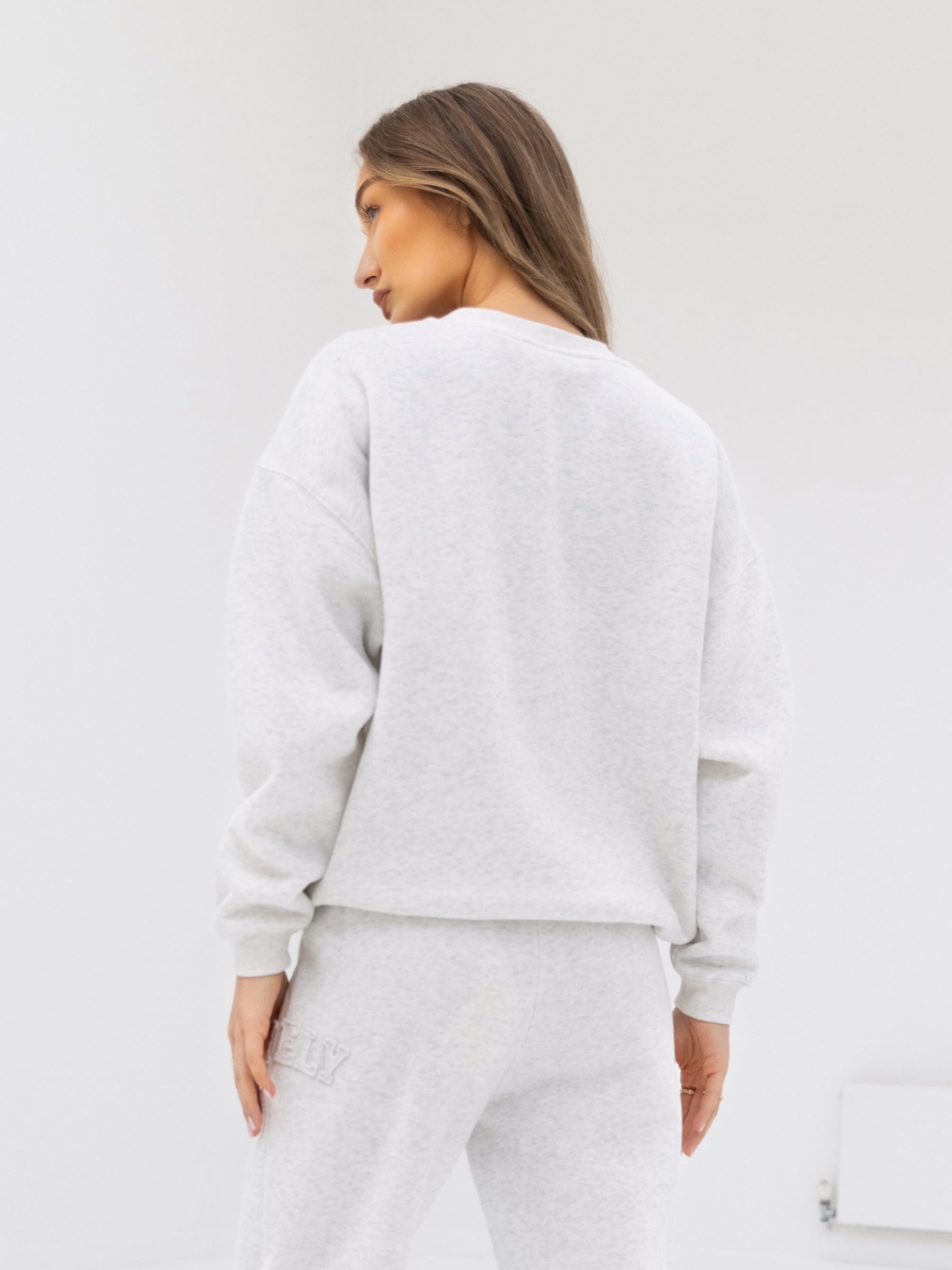 Tonal Varsity Oversized Jumper - Marl White