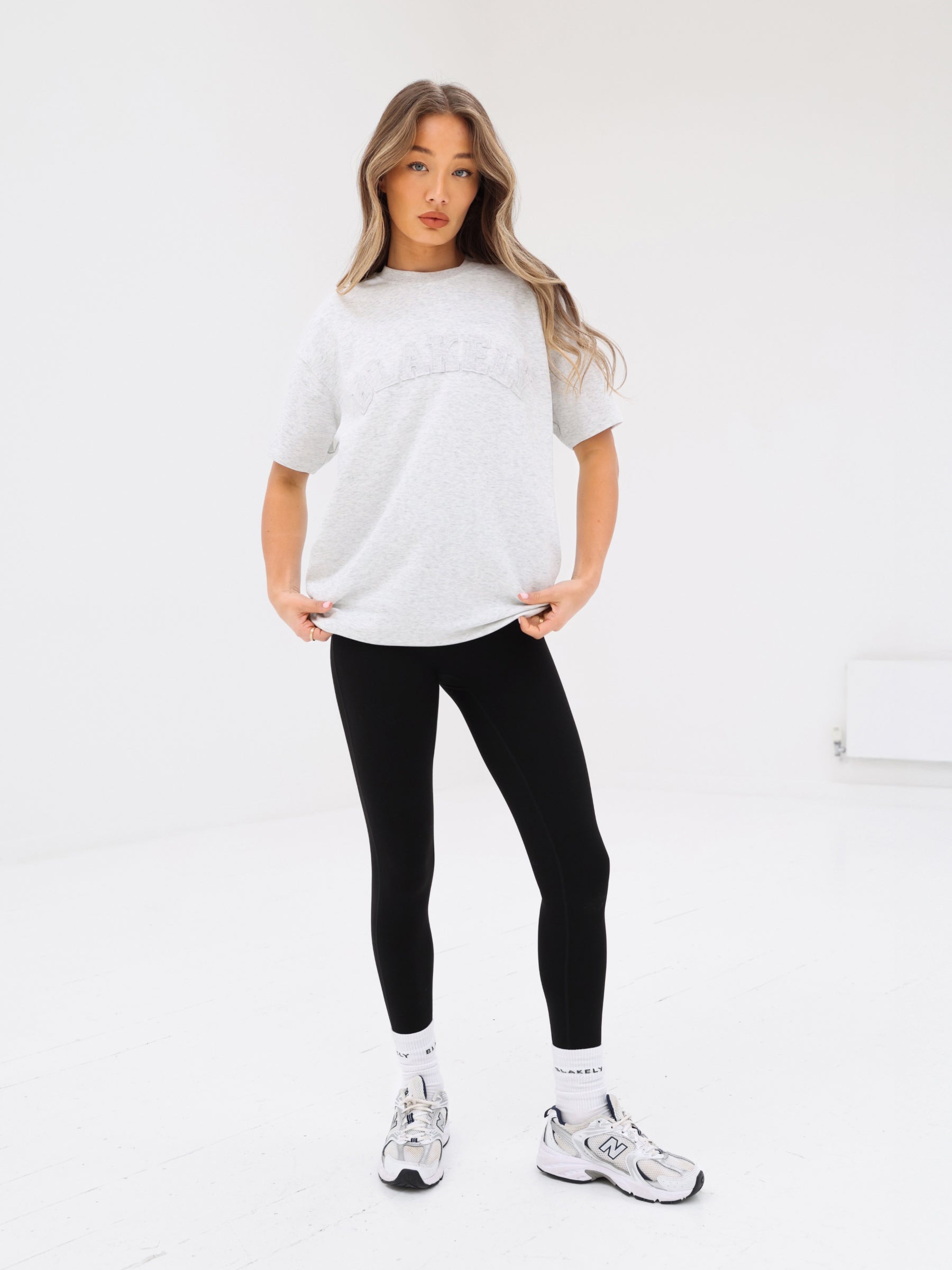 Tonal Varsity Oversized T-Shirt - Marl White
