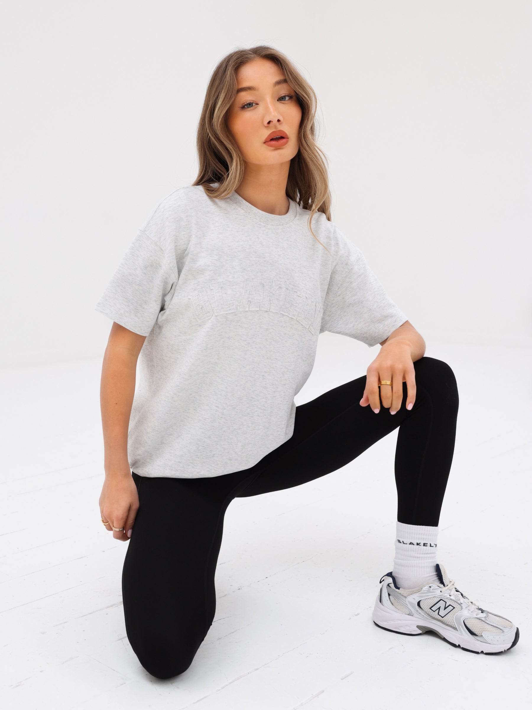Tonal Varsity Oversized T-Shirt - Marl White