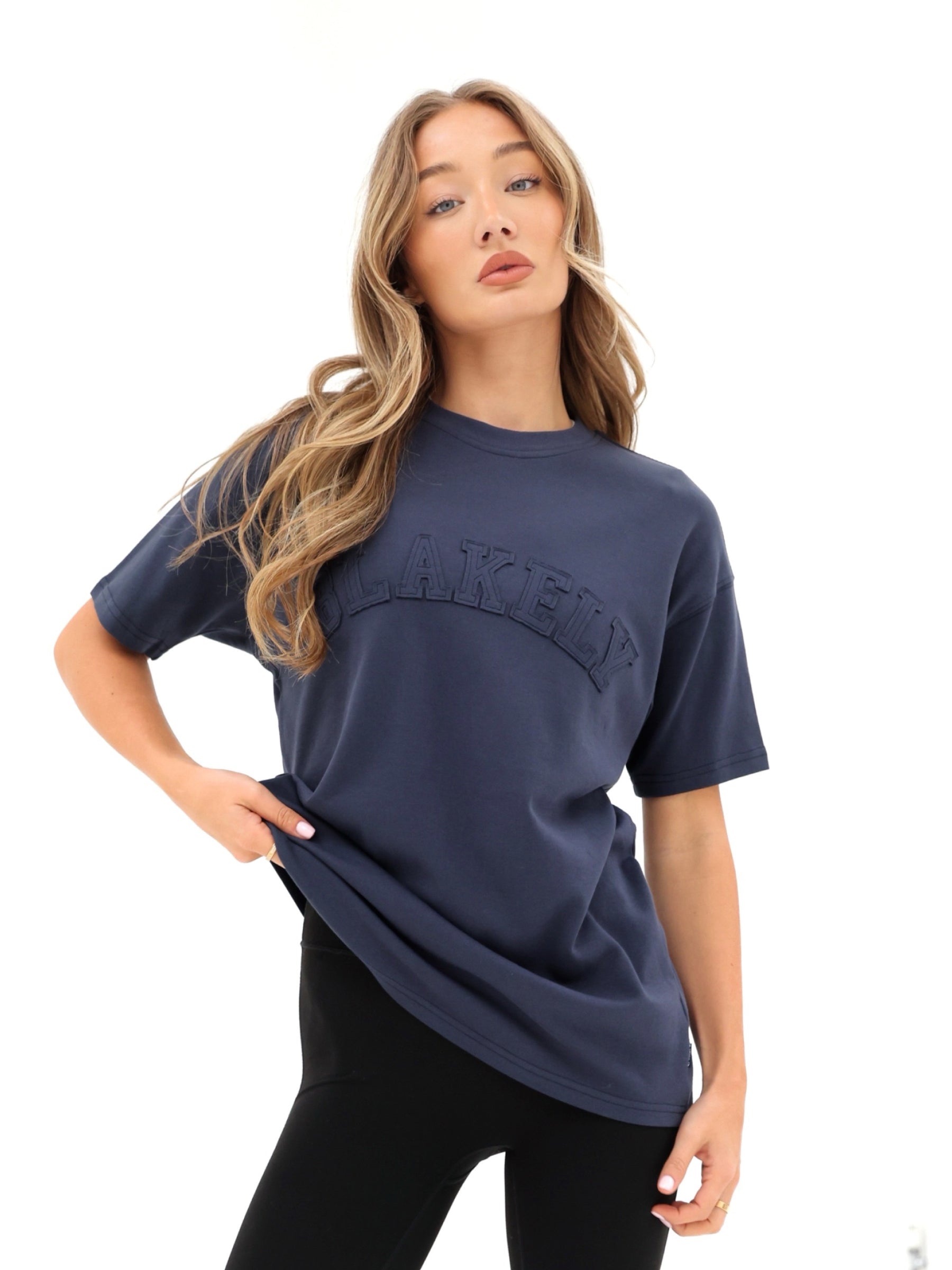 Tonal Varsity Oversized T-Shirt - True Navy
