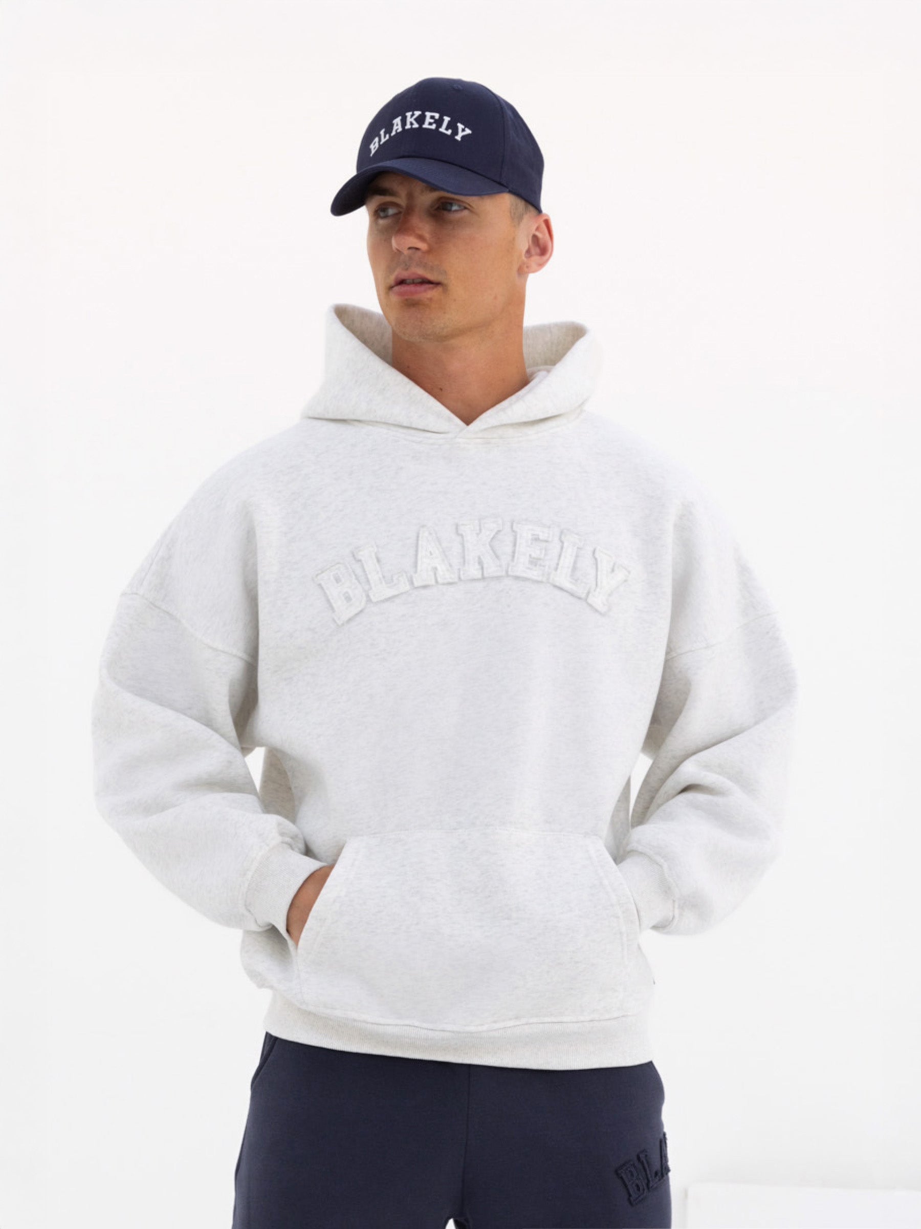 Tonal Varsity Relaxed Hoodie - Marl White