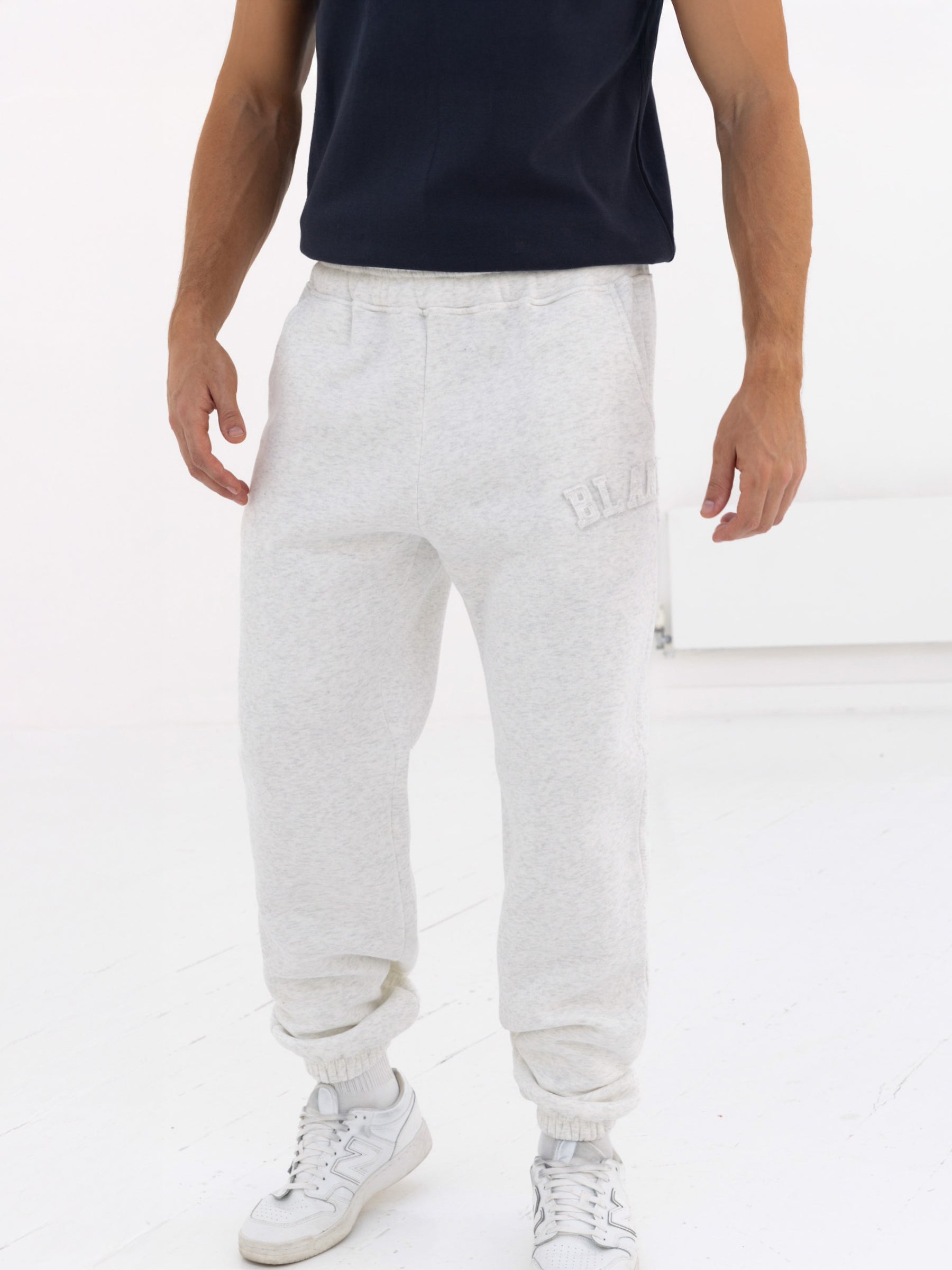 Tonal Varsity Relaxed Sweatpants - Marl White