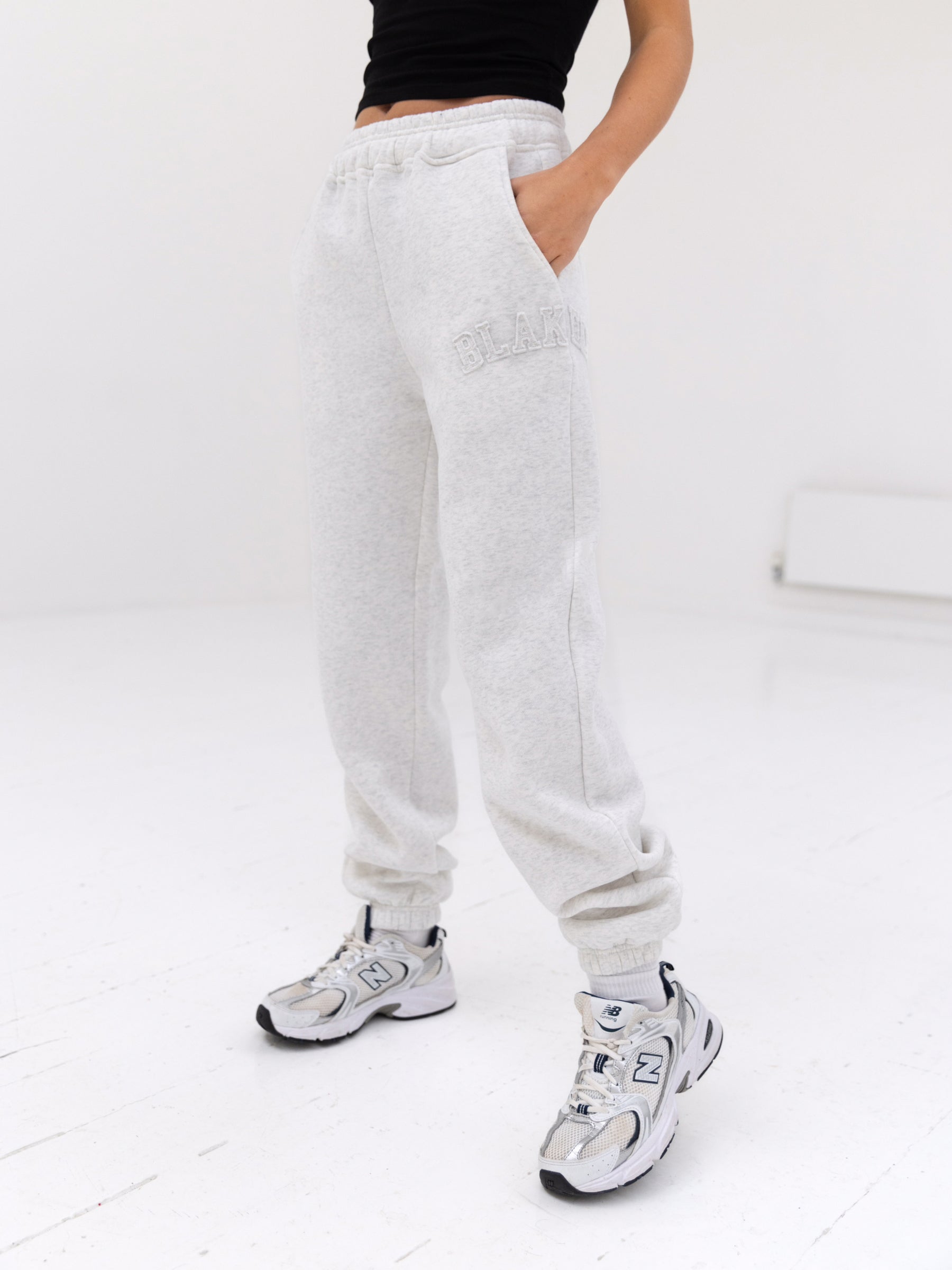 Tonal Varsity Sweatpants - Marl White